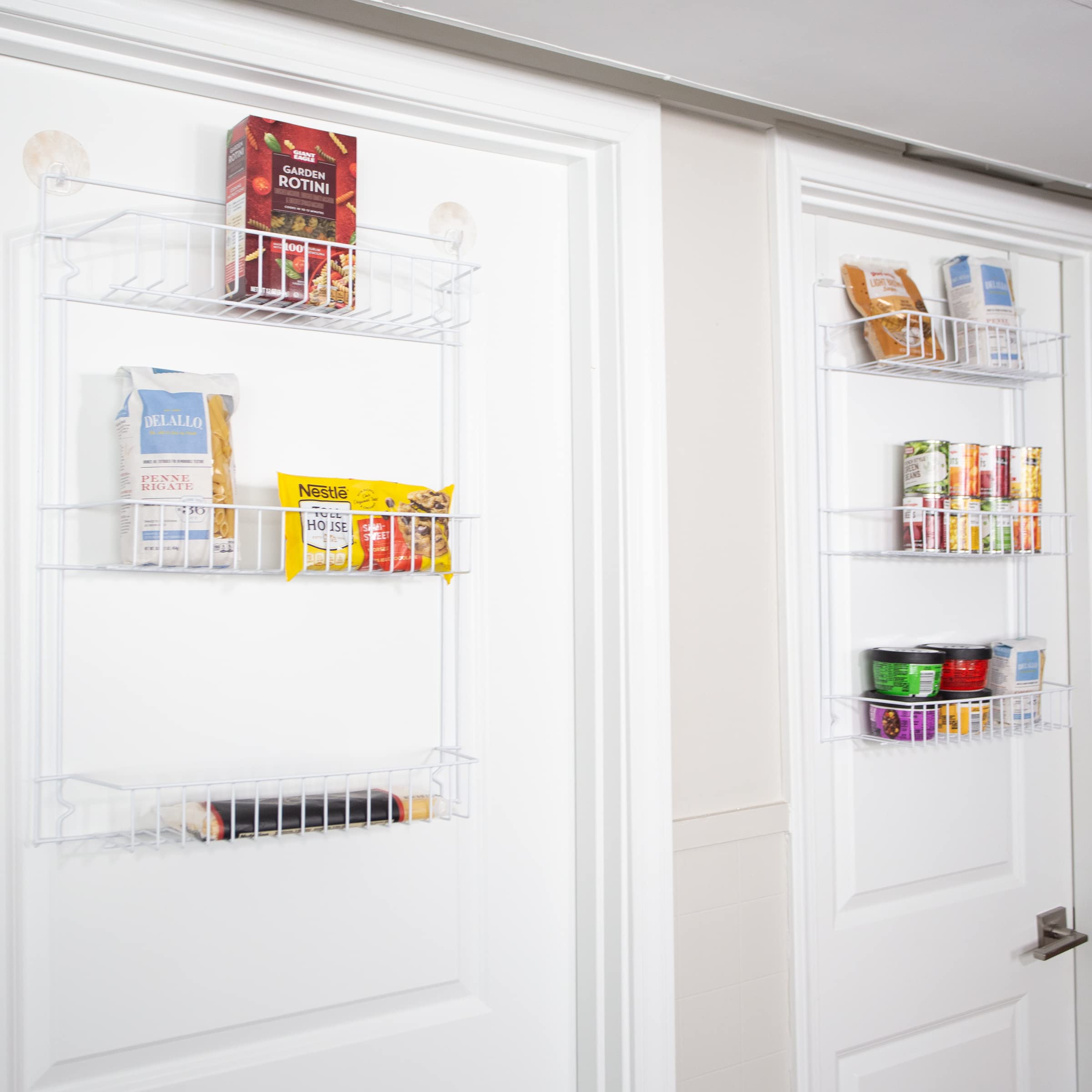 Lavish Home Powder Coated Steel Closet Organizer, 6-Tier Shelves, Over the Door Pantry Organizer, with Adhesive Hooks, White