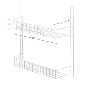 Lavish Home Powder Coated Steel Closet Organizer, 6-Tier Shelves, Over the Door Pantry Organizer, with Adhesive Hooks, White