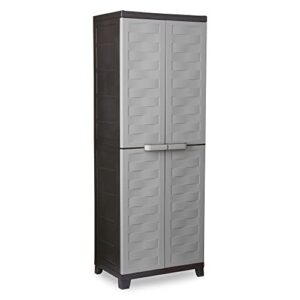 ram quality products premium adjustable 4 shelf tool storage organizing utility cabinet with lockable double doors, gray
