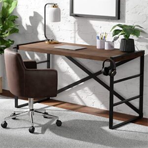 stead industrial computer desk 2023 collection - 55” wooden desk - great for offices, living rooms, and bedrooms - modern home decor - office furniture (walnut)