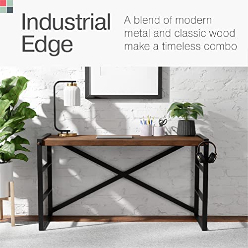 Stead Industrial Computer Desk 2023 Collection - 55” Wooden Desk - Great for Offices, Living Rooms, and Bedrooms - Modern Home Decor - Office Furniture (Walnut)
