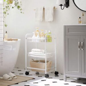 YXBDN 3 Tier Kitchen Trolley on Wheels with Handle Trolley for Kitchen Bathroom Cabinet White Black (Color : E, Size : 28.3cm*16.5cm)