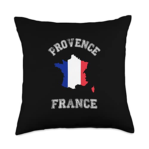 Provence France Gifts Presents Souvenirs France Distressed Flag Provence Pride Throw Pillow, 18x18, Multicolor