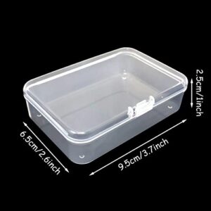 yueton 4pcs 3.7" x2.6" x1" Rectangle Clear Small Plastic Box, Mini Plastic Storage Containers Box, Small Organizer Case with Hinged Lid - for Business Cards, Credit Cards, Jewelry Accessories, Crafts, Screws, Batteries, etc