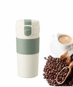 coffee mug, stainless steel vacuum-insulated travel mug, double wall leak-proof thermos vacuum tumbler - 12oz 370ml coffee cup (white)