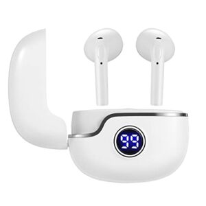 wireless ear buds bluetooth headphones with wireless charging case and led power display touch control 30 hrs playtime earphones hi-fi stereo earbuds with built-in mic for iphone android samsung