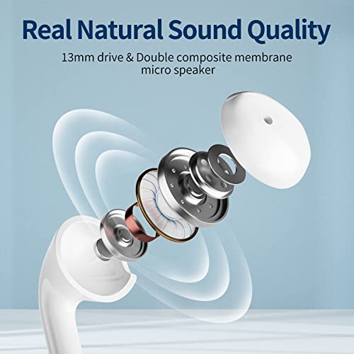 Wireless Ear Buds Bluetooth Headphones with Wireless Charging Case and LED Power Display Touch Control 30 Hrs Playtime Earphones HI-FI Stereo Earbuds with Built-in Mic for iPhone Android Samsung