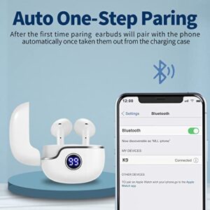 Wireless Ear Buds Bluetooth Headphones with Wireless Charging Case and LED Power Display Touch Control 30 Hrs Playtime Earphones HI-FI Stereo Earbuds with Built-in Mic for iPhone Android Samsung