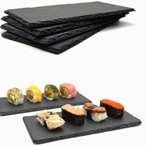 Luxury Slate Plates 2pc Natural Stone Rock Black Cutting Board Cheese Board, Charcuterie Boards for Cheese, Sushi mat, Pastry, bread, Snack board and Meat Set (15.7inx5in)