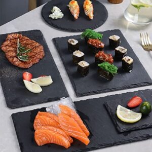 Luxury Slate Plates 2pc Natural Stone Rock Black Cutting Board Cheese Board, Charcuterie Boards for Cheese, Sushi mat, Pastry, bread, Snack board and Meat Set (15.7inx5in)