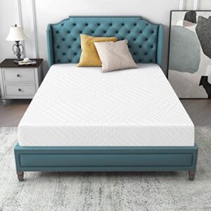 IULULU 8 Inch Queen Size Memory Foam Mattress, Bed in a Box Green Tea Gel Infused Mattresses, Breathable Removable Quilted Cover, Medium Feeling, White