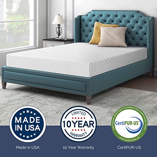 IULULU 8 Inch Queen Size Memory Foam Mattress, Bed in a Box Green Tea Gel Infused Mattresses, Breathable Removable Quilted Cover, Medium Feeling, White