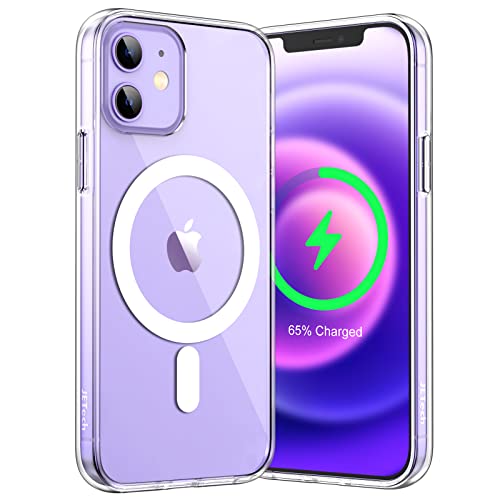 JETech Magnetic Case for iPhone 12 Mini 5.4-Inch Compatible with MagSafe Wireless Charging, Shockproof Phone Bumper Cover, Anti-Scratch Clear Back (Clear)