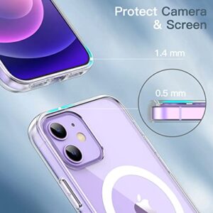JETech Magnetic Case for iPhone 12 Mini 5.4-Inch Compatible with MagSafe Wireless Charging, Shockproof Phone Bumper Cover, Anti-Scratch Clear Back (Clear)