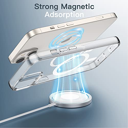 JETech Magnetic Case for iPhone 13 Mini 5.4-Inch Compatible with MagSafe Wireless Charging, Shockproof Phone Bumper Cover, Anti-Scratch Clear Back (Clear)