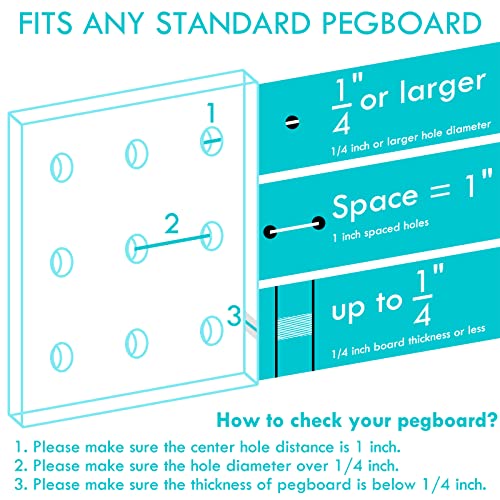 2 Pack Wooden Shallow Shelves, 16.5" x 6" Pegboard Shelf, 1/4 inch Peg Board Organizer Accessories, Display and Storage Shelving Rack for Garage Workbench Art Craft Room Office Hobby Space Workshop