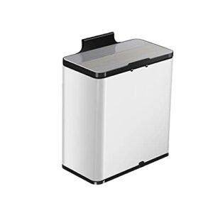 trash cans indoor outdoor hanging kitchen waste bin,stainless steel+ plastic garbage can with drawers for cabinet bedroom bathroom kitchen office garbage bin ( color : white , size : front and rear dr