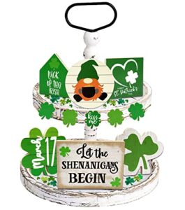 11 pieces st. patrick's day tiered tray decor shamrock wooden signs st. patrick's day freestanding table decorations for st. patrick's day table home kitchen bar decoration party decorations