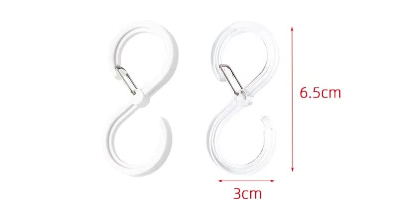 GUSSTA S Hooks with Safety Buckle for Hanging, Anti-Drop S Shaped Hooks, Heavy Duty Rustproof S Hangers for Kitchen Utensil, Closet Rod, Bathroom (8, White)