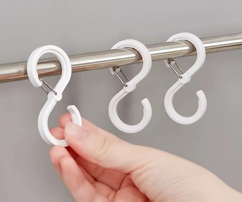 GUSSTA S Hooks with Safety Buckle for Hanging, Anti-Drop S Shaped Hooks, Heavy Duty Rustproof S Hangers for Kitchen Utensil, Closet Rod, Bathroom (8, White)