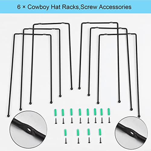 YYDSZZ Cowboy Hat Rack for Wall,6 Pieces Cowboy Hat Holder for Hat Storage Cowboy Hat Hangers for Wall Display, Hat Holder Organizer (Black)