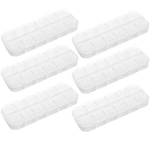 typutomi 6pcs 12 grid clear plastic jewelry box organizer, jewelry dividers storage container diy parts storage box for bead, rings, jewelry,screws, handicrafts