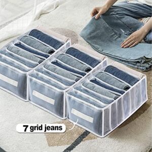 5 PCS Jeans Wardrobe Clothes Organizer Pants Storage for Closet Drawer Best Folded Clothes Storage Containers Organization Storage Box for T-Shirt Jean Home Sorting Divider Box (Thickness Upgrade)