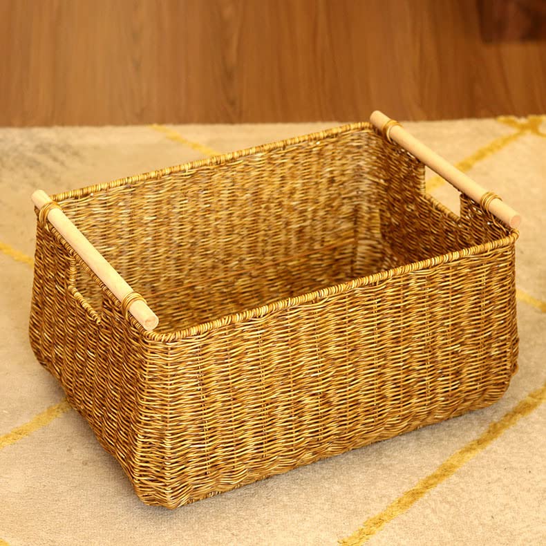 Environmentally PP Rattan Woven Basket Hand Woven Storage Basket Bedroom Living Room Storage Basket