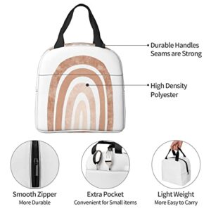 Neutral Boho Rainbow Reusable Insulated Lunch Bag For Women Men Waterproof Tote Lunch Box Thermal Cooler Lunch Tote Bag For Work Office Travel Picnic