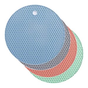 circular silicone trivet mat hot pot heat insulation pad multi-function cellular silicone hot pad non-slip placemats 4 pack