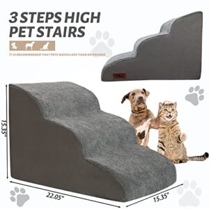 3 Tiers Dog Ramp and Stairs for Beds Or Couches - Non-Slip Sturdy Pet Steps - for Small Dogs to get on High Bed