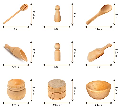 10 Piece - USA Made - Child Size Sensory Bin Tools - Sensory Bins - Wooden Sensory Bin Tools - Sensory Bin Toys - Sensory Tools - Toddler Sensory Bin - Learning Scooper -Montessori Toys for Toddler