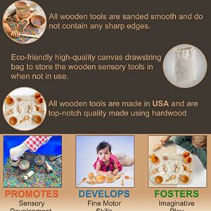 10 Piece - USA Made - Child Size Sensory Bin Tools - Sensory Bins - Wooden Sensory Bin Tools - Sensory Bin Toys - Sensory Tools - Toddler Sensory Bin - Learning Scooper -Montessori Toys for Toddler