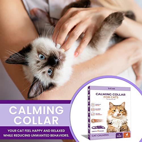 TriOak 4 Pack Calming Collar for Cats, Cat Calming Collar, Calming Pheromone Collar for Cats, Cat Pheromone Collar, Cat Calming Collar for Anxiety, Efficient Relieve Anxiety Stress (4 Pack)