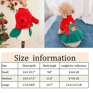 Anelekor Christmas Dress for Cats Small Dogs Holiday Theme Puppy Clothes for Thanksgiving New Year Birthday Doggy Xmas Tree Costume Warm Pet Winter Outfit (A, Large)