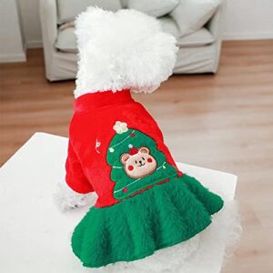 Anelekor Christmas Dress for Cats Small Dogs Holiday Theme Puppy Clothes for Thanksgiving New Year Birthday Doggy Xmas Tree Costume Warm Pet Winter Outfit (A, Large)