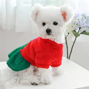 Anelekor Christmas Dress for Cats Small Dogs Holiday Theme Puppy Clothes for Thanksgiving New Year Birthday Doggy Xmas Tree Costume Warm Pet Winter Outfit (A, Large)