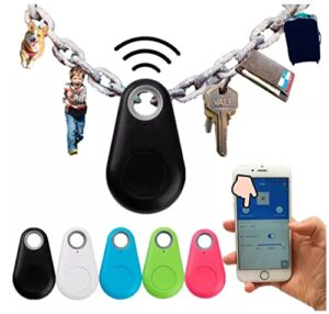 5-pack portable wireless key finder/locator. smart alarm. tracker for car, pet or wallet. phone finder. remote camera shutter. locating. voice recording. colors: blue, pink, green, black & white.