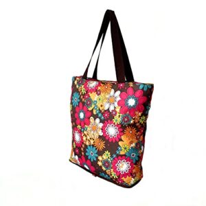 Kitchen Reusable Grocery Shopping Bags Foldable Tote Bag with Zipper Folding Floral Heavy Duty 2 Pack