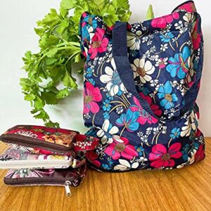 Kitchen Reusable Grocery Shopping Bags Foldable Tote Bag with Zipper Folding Floral Heavy Duty 2 Pack
