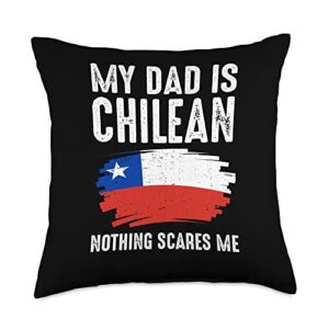 vintage dad chilean flag gifts my dad is chilean chili pride flag heritage roots throw pillow, 18x18, multicolor