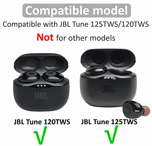 IiEXCEL Strap Ear Tips Kit Compatible with JBL Tune 120TWS / 125TWS, Anti-Lost Soft Silicone Lanyard Neck Rope Cord Lease Gel Eartips Skin Accessories Compatible with JBL Tune 125TWS / 120TWS - Black