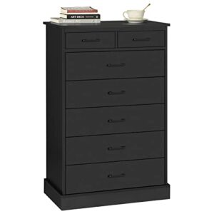 EPHEX Tall Dresser with 7 Drawers for Bedroom, Storage Tower Clothes Organizer, White Chest of Sturdy Pedestal, 27.6'' W x 15.8'' D 44.1'' H Black