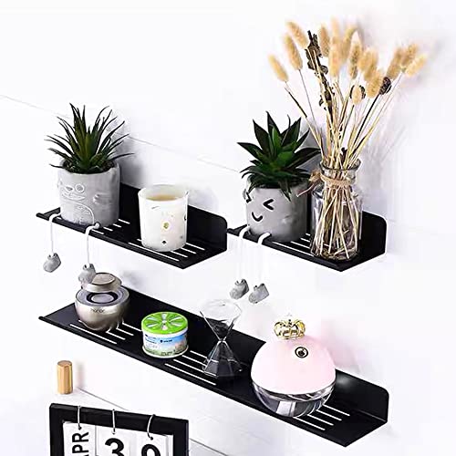 SDlemeiy Floating Shelves Wall Mounted Bathroom Shelf，Wall Mounted Hanging Shelves，Metal Display Wall Shelf,Wall Mounted，Carbon Steel Material (Black, 15.9inch)