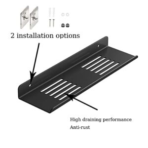 SDlemeiy Floating Shelves Wall Mounted Bathroom Shelf，Wall Mounted Hanging Shelves，Metal Display Wall Shelf,Wall Mounted，Carbon Steel Material (Black, 15.9inch)