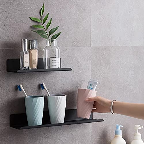 SDlemeiy Floating Shelves Wall Mounted Bathroom Shelf，Wall Mounted Hanging Shelves，Metal Display Wall Shelf,Wall Mounted，Carbon Steel Material (Black, 15.9inch)