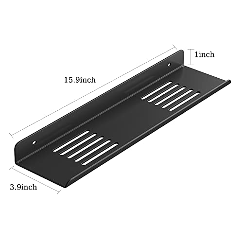 SDlemeiy Floating Shelves Wall Mounted Bathroom Shelf，Wall Mounted Hanging Shelves，Metal Display Wall Shelf,Wall Mounted，Carbon Steel Material (Black, 15.9inch)