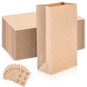 simplecool 50pcs paper gift bags lunch bags bulk. gift bags with thanks you stickers. durable kraft paper bags paper grocery bags. paper bags for arts & crafts. (2lb)