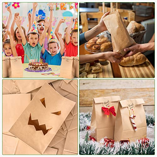 SIMPLECOOL 50pcs Paper Gift Bags Lunch Bags Bulk. Gift Bags with Thanks You Stickers. Durable Kraft Paper Bags Paper Grocery Bags. Paper Bags for Arts & Crafts. (2lb)