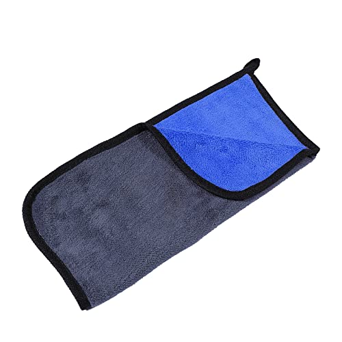 X AUTOHAUX Microfibre Car Drying Towel 40 x 40cm Extra Large Car Cleaning Detailing Absorbent Colossal Car Drying Cloth 600 GSM Highly Absorbent Grey Blue 1pcs